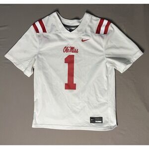 Nike Team Ole Miss Rebels Football Jersey Boy's Size Large White #1 NCAA SEC